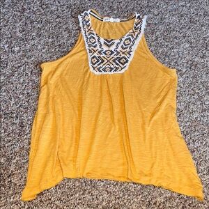Yellow Sleeveless Top with Embroidered Detail